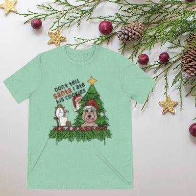 Don't Tell Santa I Ate His Cookies Short Sleeve Christmas T-Shirt